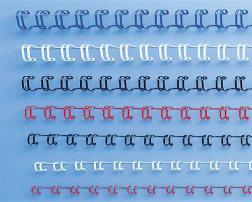 100 Drahtbinderücken 34 Ringe 11,1 mm, Blau, 3:1 Teilung