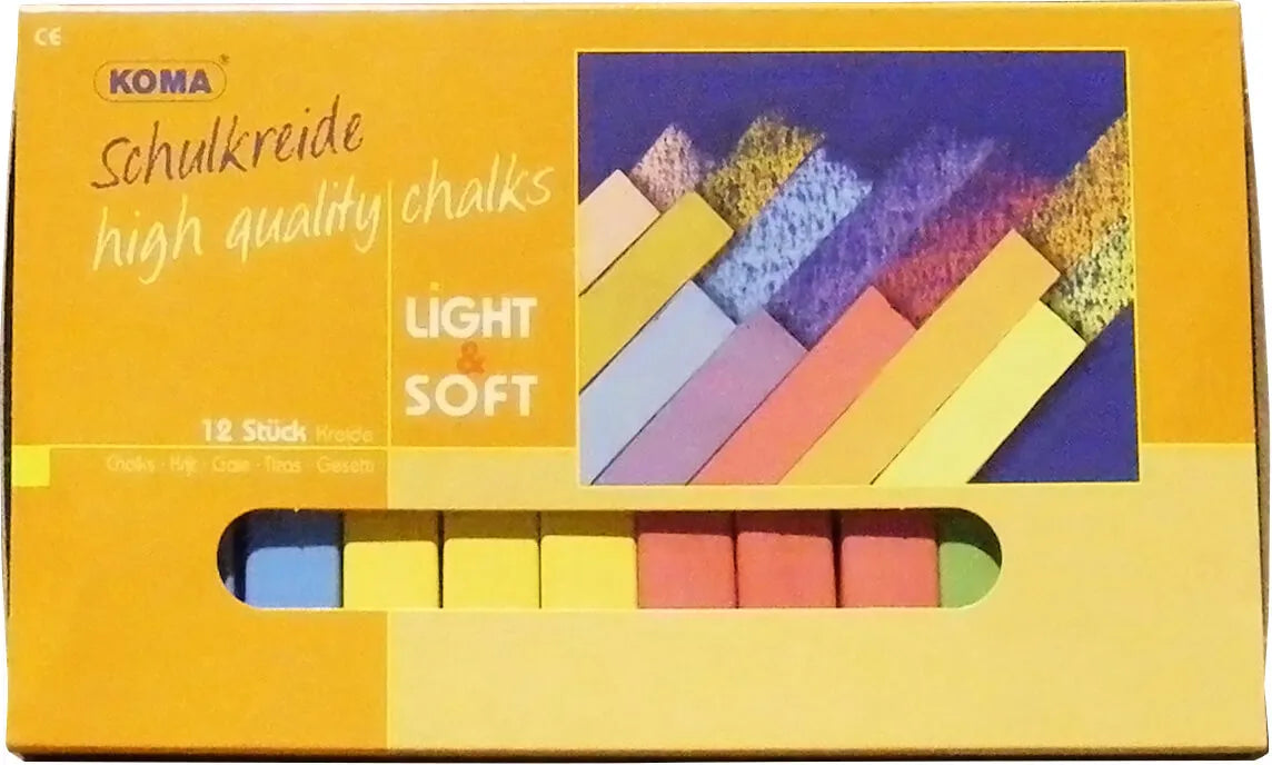 Schulkreide Koma 1220 viereckig 9 cm lang 1,2 cm stark 4 farbig (12 St.)