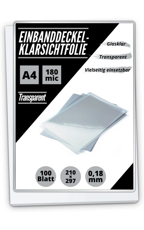 100 Klarsichtfolien A4 (210 x 297 mm) transparent PVC 0,18mm