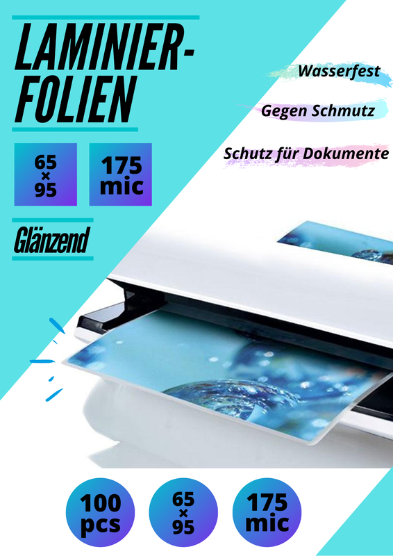 100 Laminierfolien 67 x 99 mm - glänzend - 2 x 175 mic (350 mic)