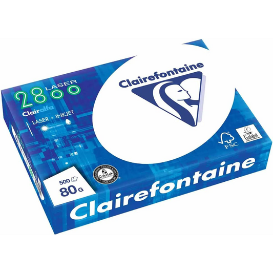 500 Blatt Kopierpapier für Laserdrucker, Clairefontaine 2800 DIN A4 80g/m² hochweiss