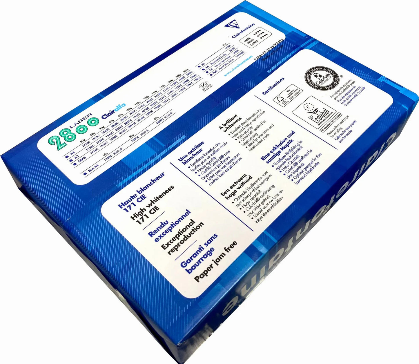 2500 Blatt Kopierpapier für Laserdrucker und Clairefontaine 2800 DIN A4 80g/m² hochweiss