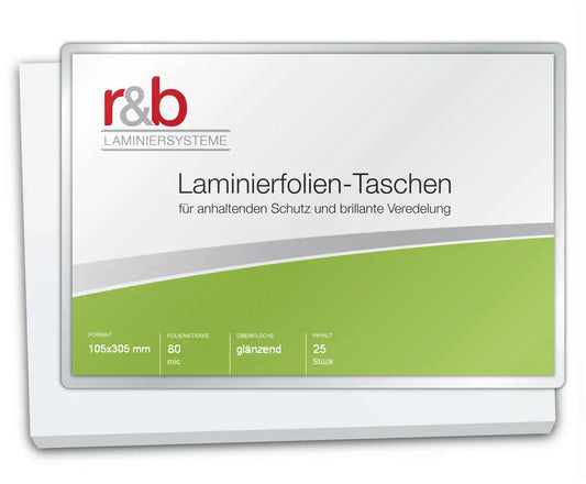 25 Laminierfolien 105x305 mm 80 mic, glänzend