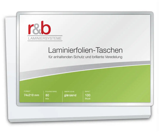 100 Laminierfolien 74 x 210 mm, 2 x 80 mic, glänzend